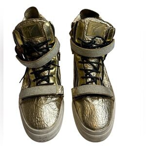 Giuseppe Zanotti gold Metallic Leather High-Top Sneakers ($1,090)